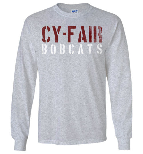 Cy-Fair High School Bobcats Sports Grey Long Sleeve T-shirt 17