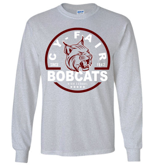 Cy-Fair High School Bobcats Sports Grey Long Sleeve T-shirt 04