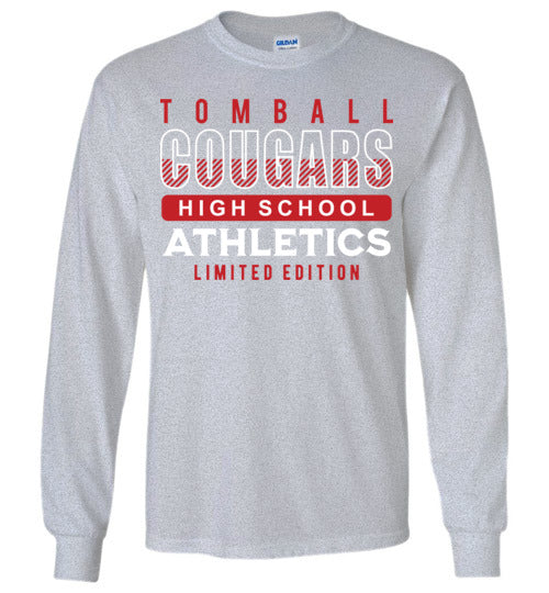 Tomball High School Cougars Sports Grey Long Sleeve T-shirt 90