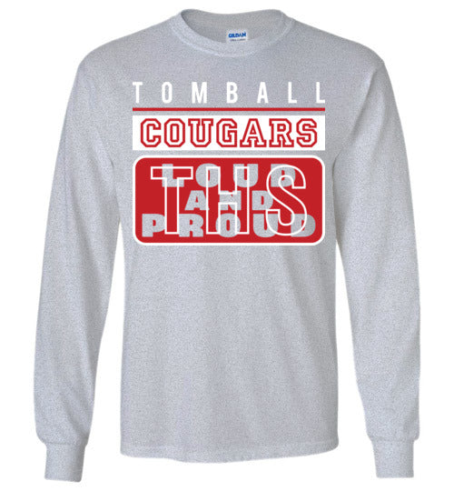 Tomball High School Cougars Sports Grey Long Sleeve T-shirt 86