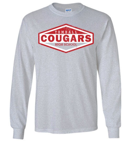 Tomball High School Cougars Sports Grey Long Sleeve T-shirt 09