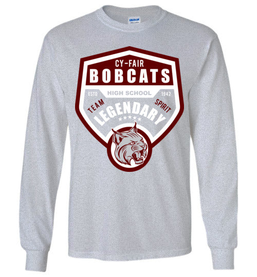 Cy-Fair High School Bobcats Sports Grey Long Sleeve T-shirt 14