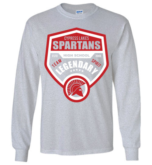 Cypress Lakes High School Spartans Sports Grey Long Sleeve T-shirt 14