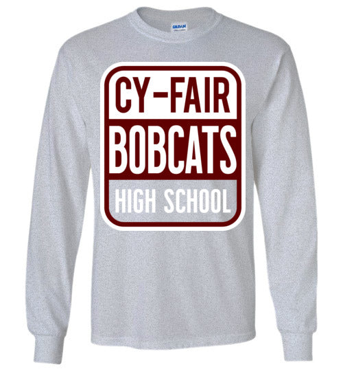 Cy-Fair High School Bobcats Sports Grey Long Sleeve T-shirt 01