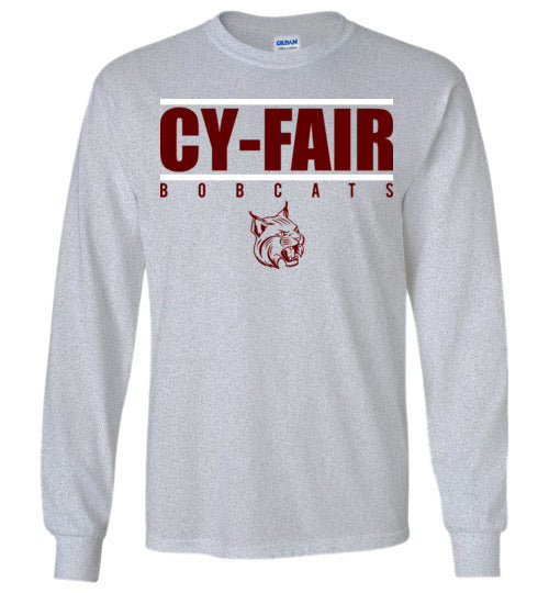 Cy-Fair High School Bobcats Sports Grey Long Sleeve T-shirt 07