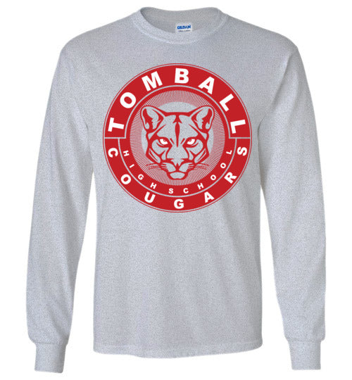 Tomball High School Cougars Sports Grey Long Sleeve T-shirt 02