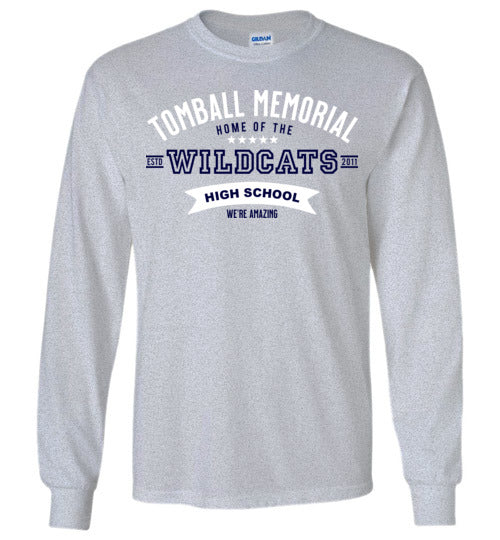 Tomball Memorial High School Wildcats Sports Grey Long Sleeve T-shirt 96