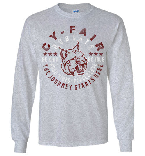 Cy-Fair High School Bobcats Sports Grey Long Sleeve T-shirt 16