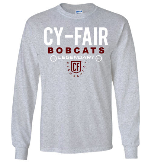 Cy-Fair High School Bobcats Sports Grey Long Sleeve T-shirt 03