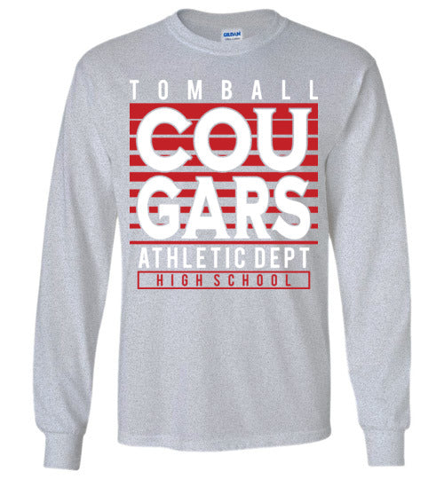 Tomball High School Cougars Sports Grey Long Sleeve T-shirt 00