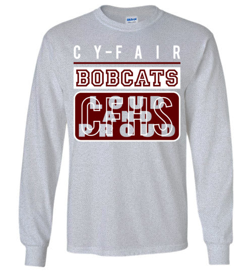 Cy-Fair High School Bobcats Sports Grey Long Sleeve T-shirt 86