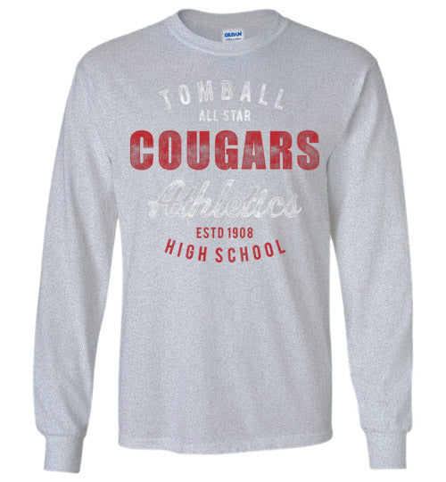 Tomball High School Cougars Sports Grey Long Sleeve T-shirt 34