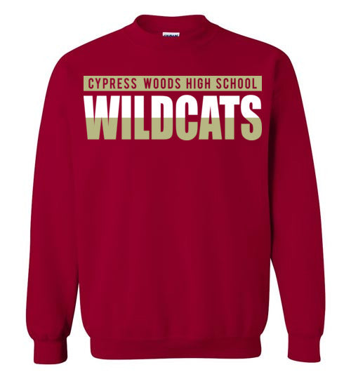 Cypress Woods High School Wildcats Deep Red Sweatshirt 25