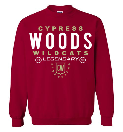 Cypress Woods High School Wildcats Deep Red Sweatshirt 03