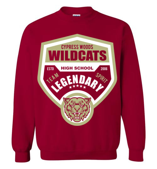 Cypress Woods High School Wildcats Deep Red Sweatshirt 14