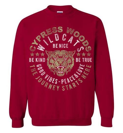 Cypress Woods High School Wildcats Deep Red Sweatshirt 16