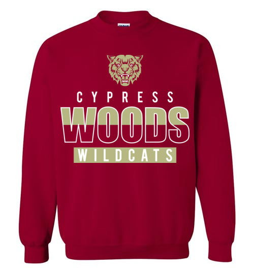 Cypress Woods High School Wildcats Deep Red Sweatshirt 23