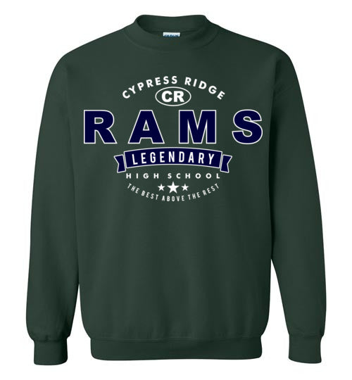 Cypress Ridge High School Rams Forest Green  Sweatshirt 44