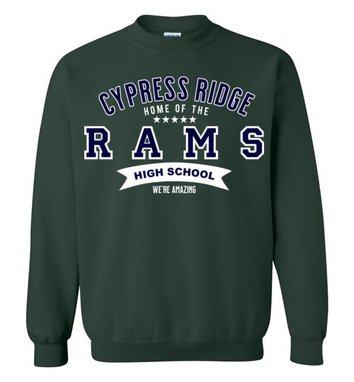 Cypress Ridge High School Rams Forest Green  Sweatshirt 96