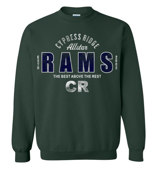 Cypress Ridge High School Rams Forest Green  Sweatshirt 40