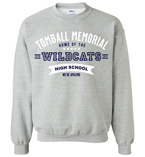 Tomball Memorial High School Wildcats Sports Grey Sweatshirt 96