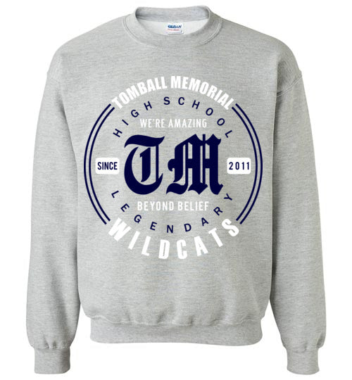 Tomball Memorial High School Wildcats Sports Grey Sweatshirt 15