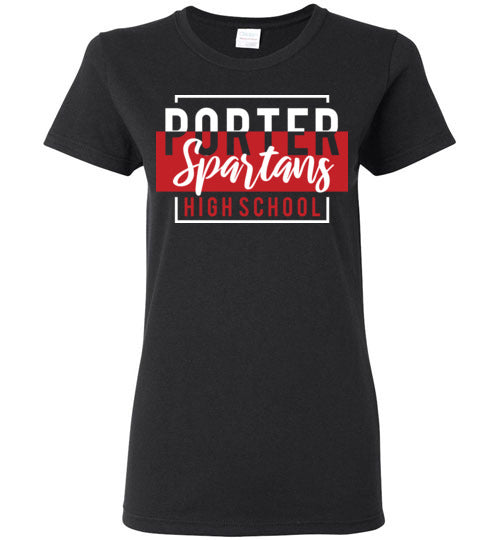 Porter High School Spartans Women's Black T-shirt 05