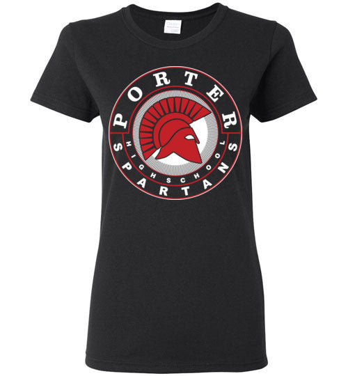 Porter High School Spartans Women's Black T-shirt 02