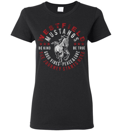 Westfield High School Mustangs Women's Black T-shirt 16