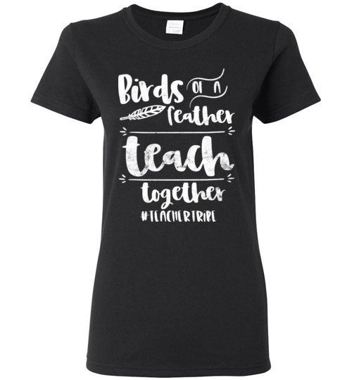 Black Ladies T-shirt - Teacher Design 03 - Birds Of A feather