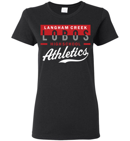 Langham Creek High School Lobos Women's Black T-shirt 48