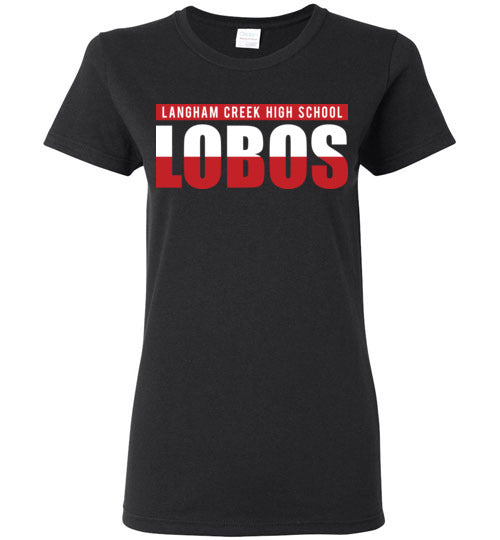 Langham Creek High School Lobos Women's Black T-shirt 25