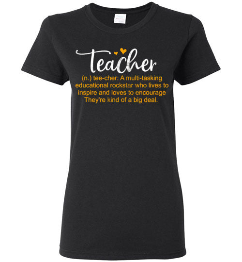 Black Ladies Teacher T-shirt - Design 16 - Teacher Meaning
