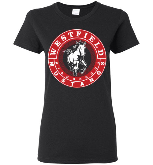 Westfield High School Mustangs Women's Black T-shirt 02