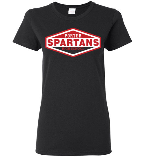 Porter High School Spartans Women's Black T-shirt 09