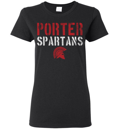 Porter High School Spartans Women's Black T-shirt 12