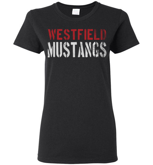 Westfield High School Mustangs Women's Black T-shirt 17