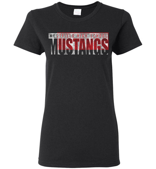 Westfield High School Mustangs Women's Black T-shirt 22