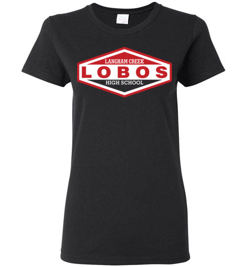 Langham Creek High School Lobos Women's Black T-shirt 09