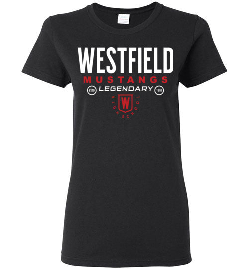 Westfield High School Mustangs Women's Black T-shirt 03