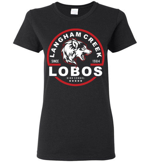 Langham Creek High School Lobos Women's Black T-shirt 04