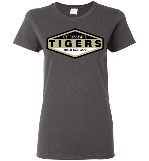 Cypress Park High School Tigers Women's  Charcoal T-shirt 09