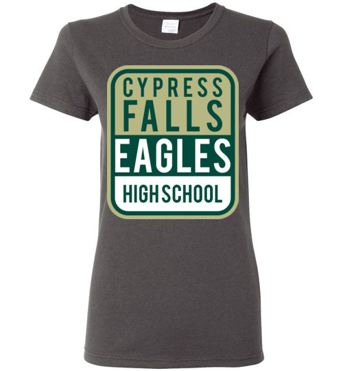 Cypress Falls High School Eagles Women's Charcoal T-shirt 01