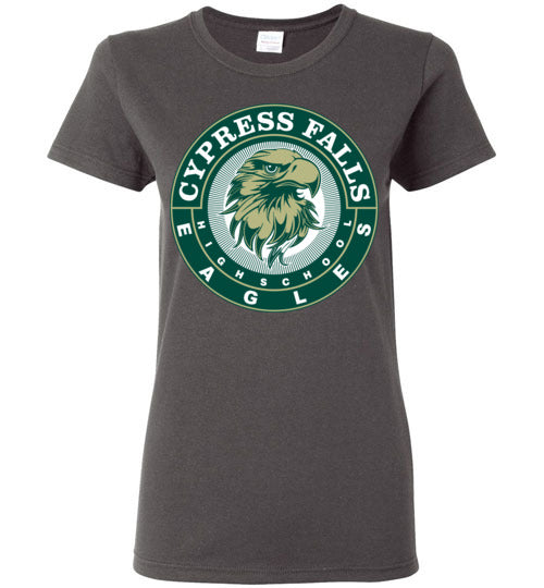 Cypress Falls High School Eagles Women's Charcoal T-shirt 02