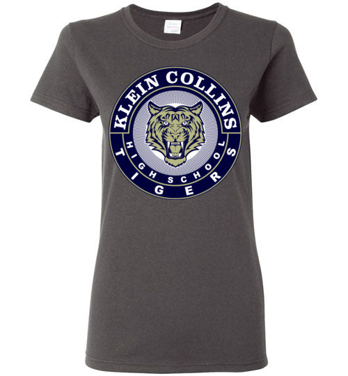 Klein Collins High School Tigers Ladies Charcoal T-shirt 02