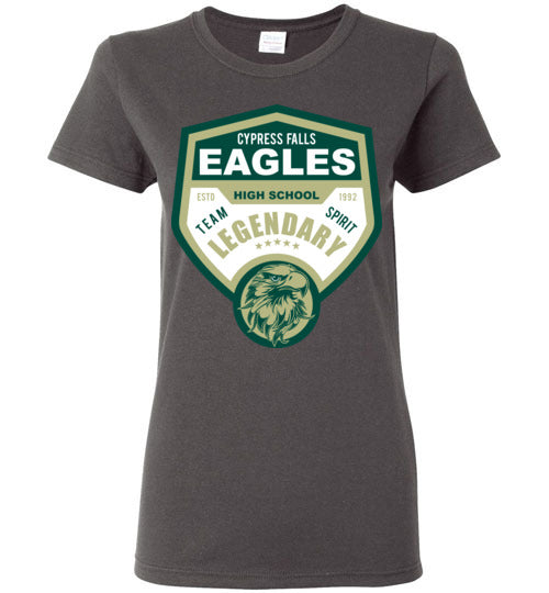 Cypress Falls High School Eagles Women's Charcoal T-shirt 14