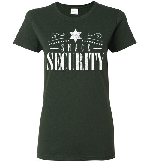 Forest Green Ladies Teacher T-shirt - Design 39 - Snack Security