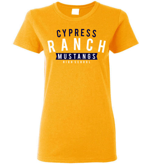 Cypress Ranch High School Mustangs Women's Gold T-shirt 21