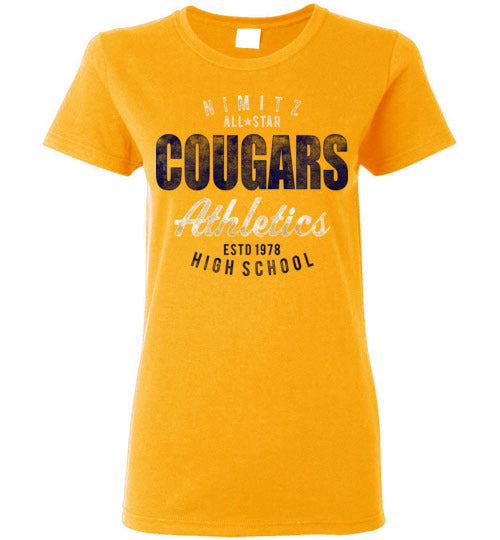 Nimitz High School Cougars Women's Gold T-shirt 34