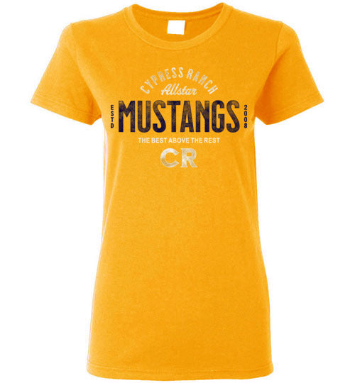 Cypress Ranch High School Mustangs Women's Gold T-shirt 40